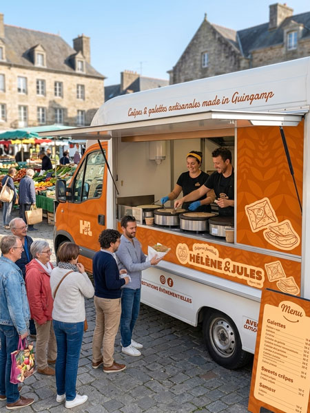 Foodtruck Hélène et Jules sur un marché